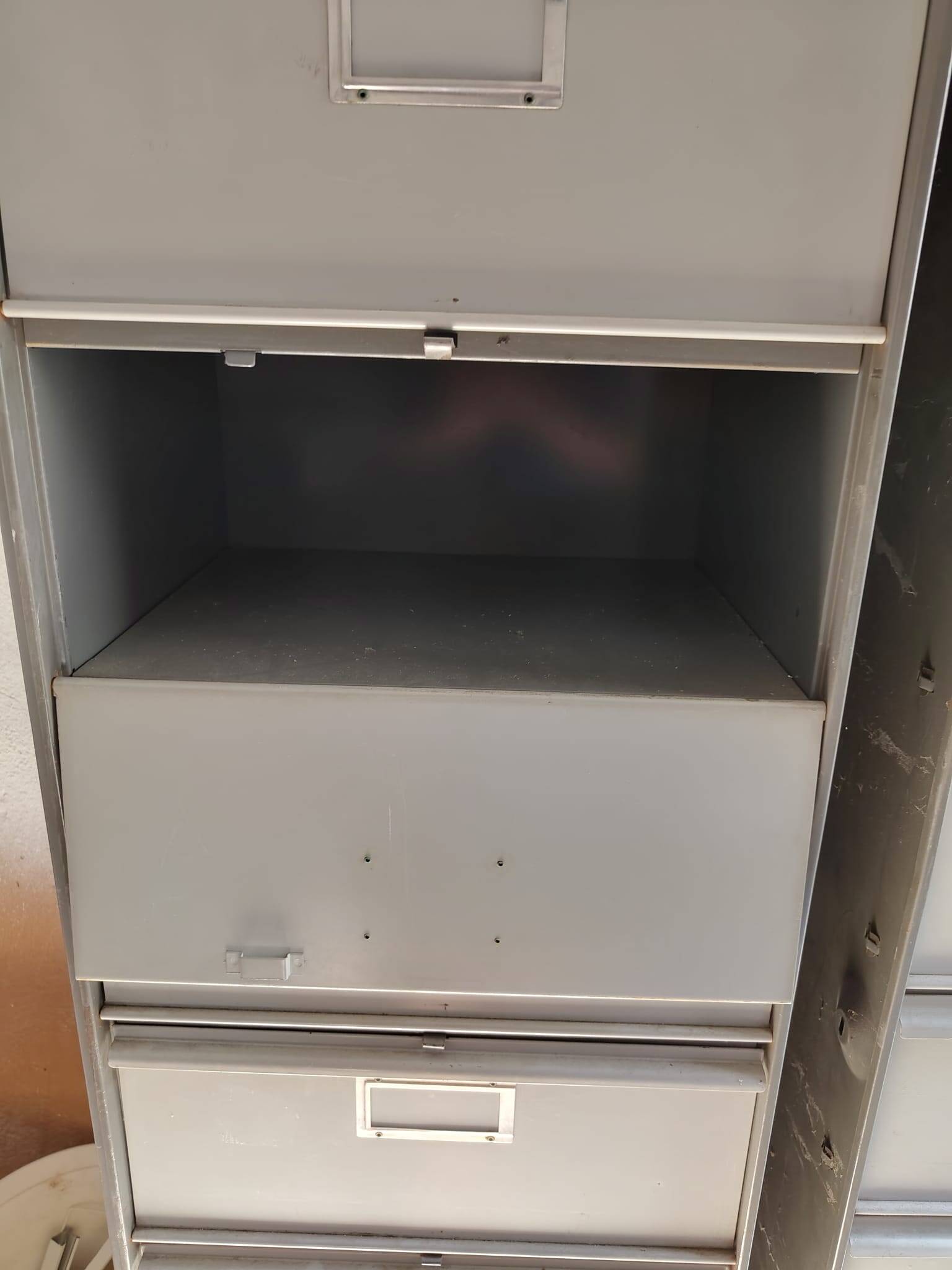 Set of 2 industrial (vintage) iron cabinets/shelves.