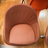 Caramel leather Veneto armchair with swivel function (2 available)