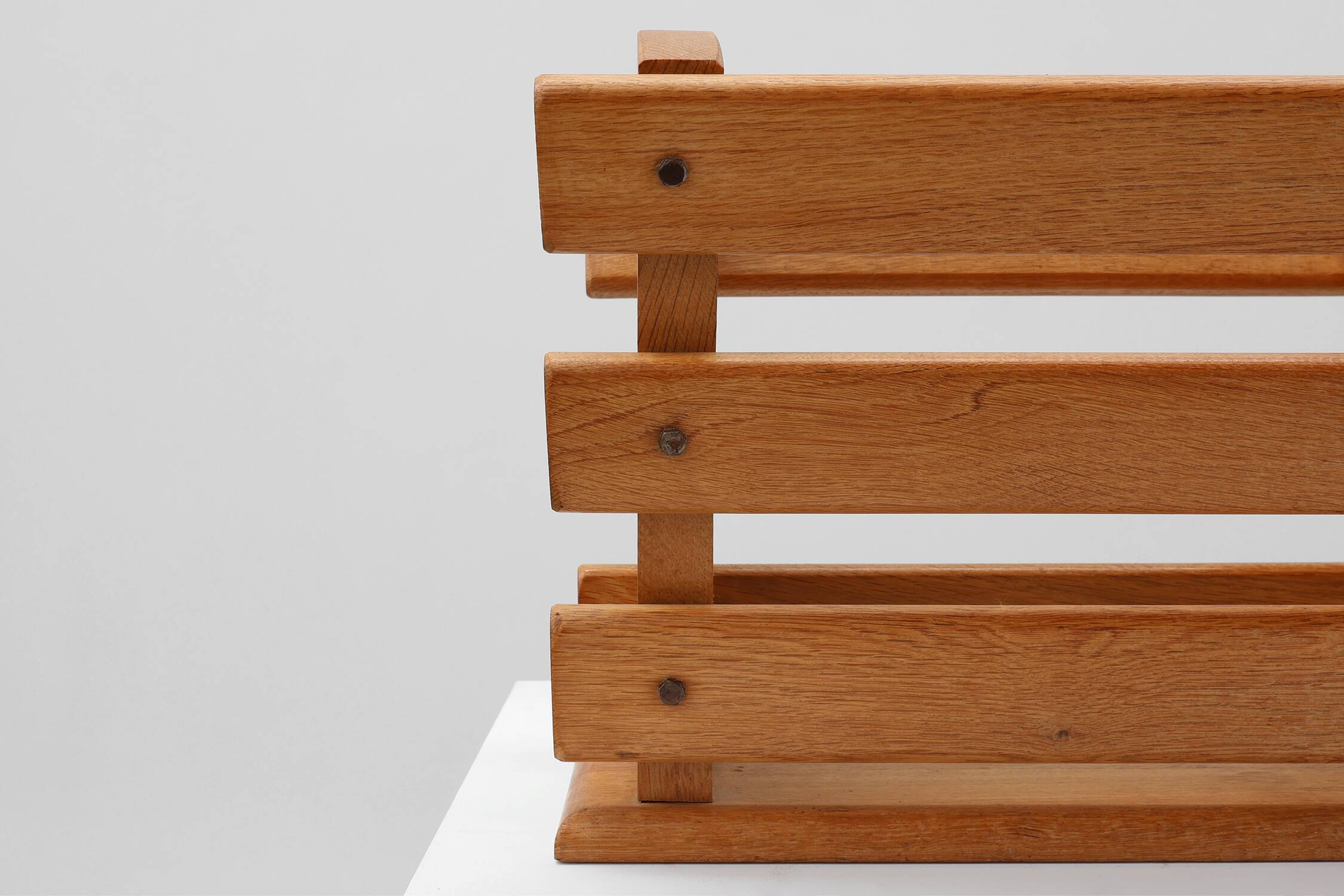 Mid-century Magazine Rack in full oak, France 1960s