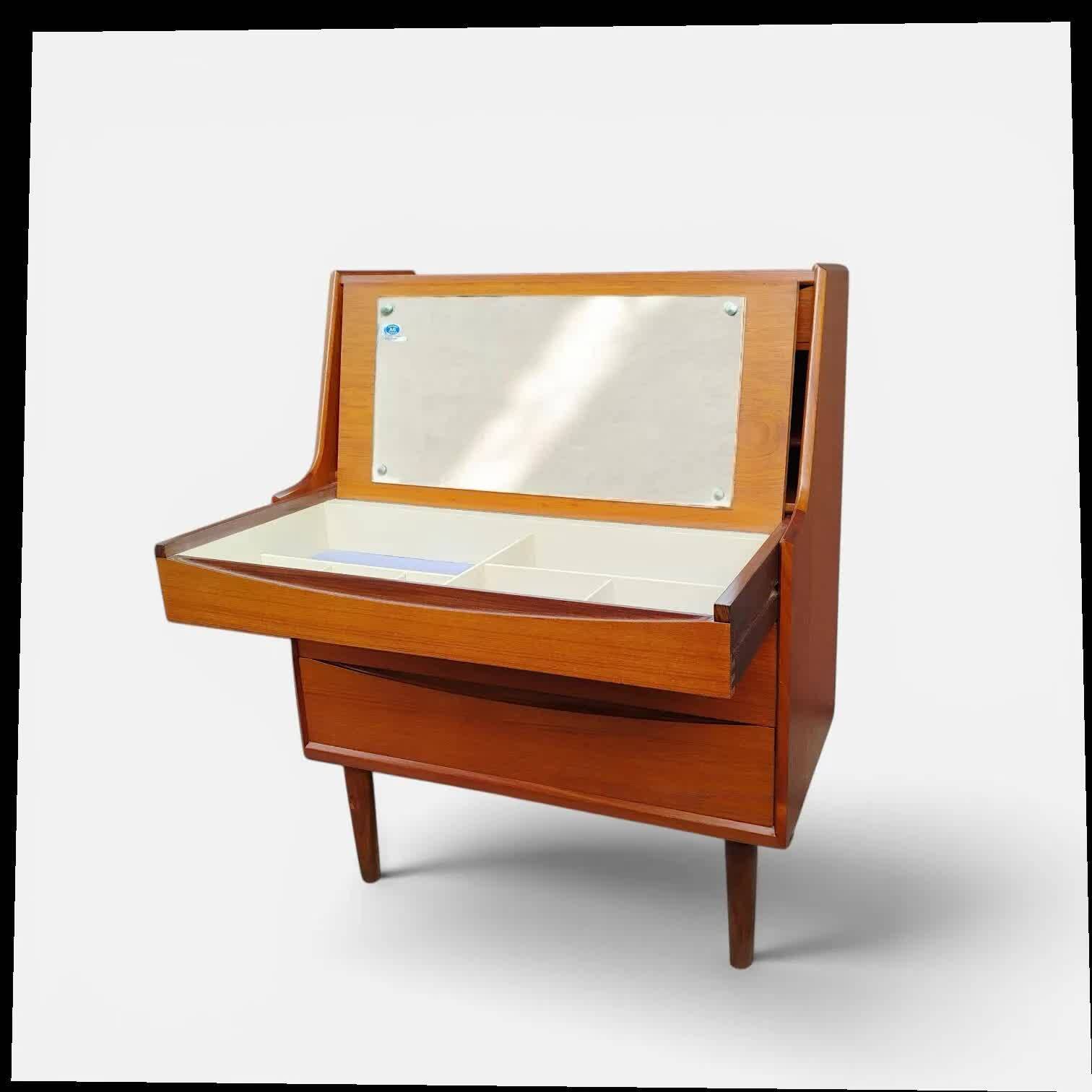 Teak secretary by A. Vodder (attributed), mirror, Denmark 1960s