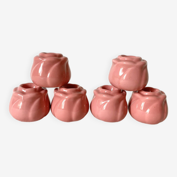 6 bougeoirs boutons de roses, années 80