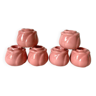 6 rosebud candle holders, 1980s