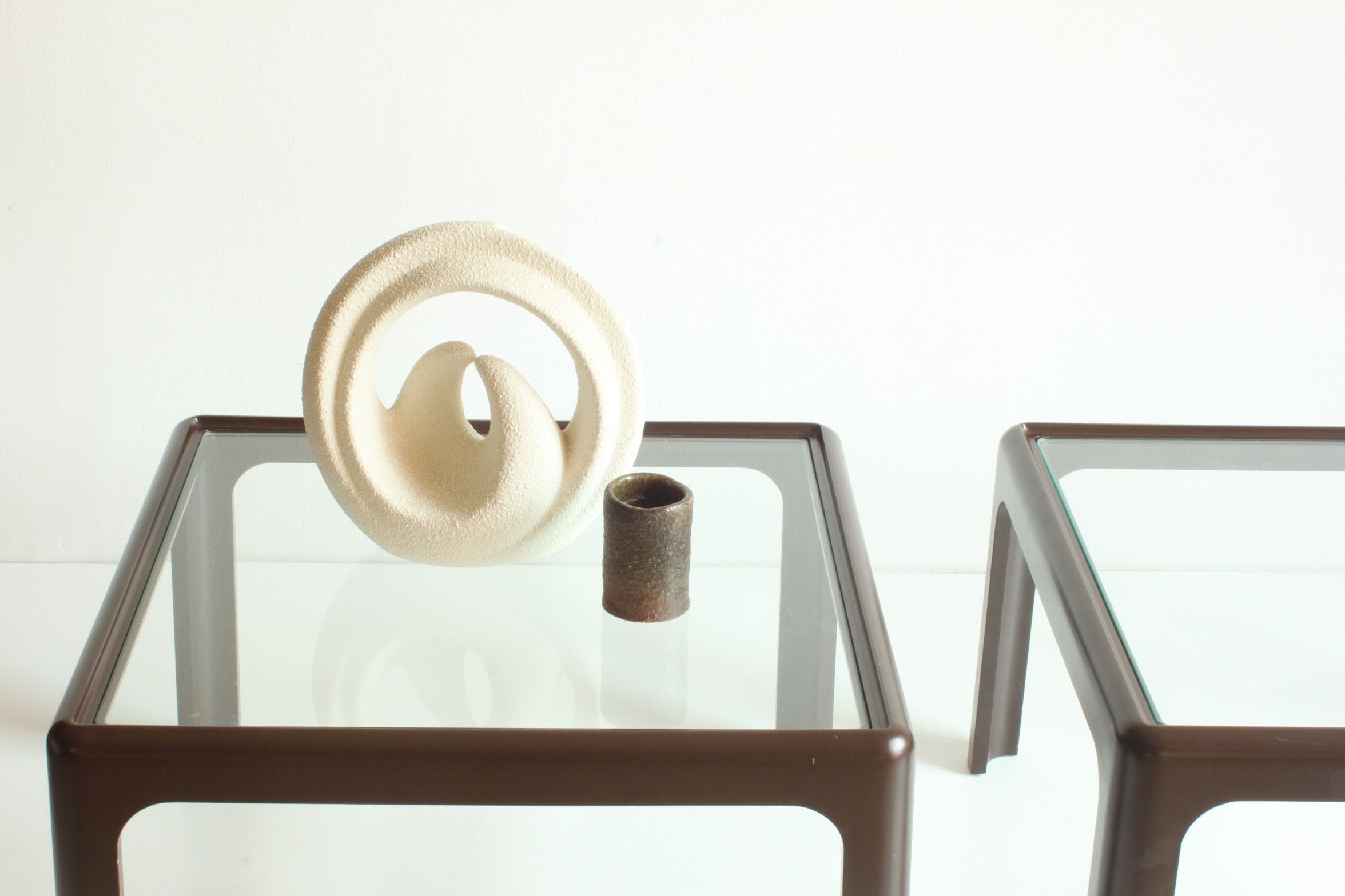 Baydur and glass side tables by Peter Ghyczy for Bayer, Germany 1970s, set of2.