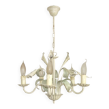 5-light earthenware chandelier with fleur-de-lis and scrolled leaves 4867
