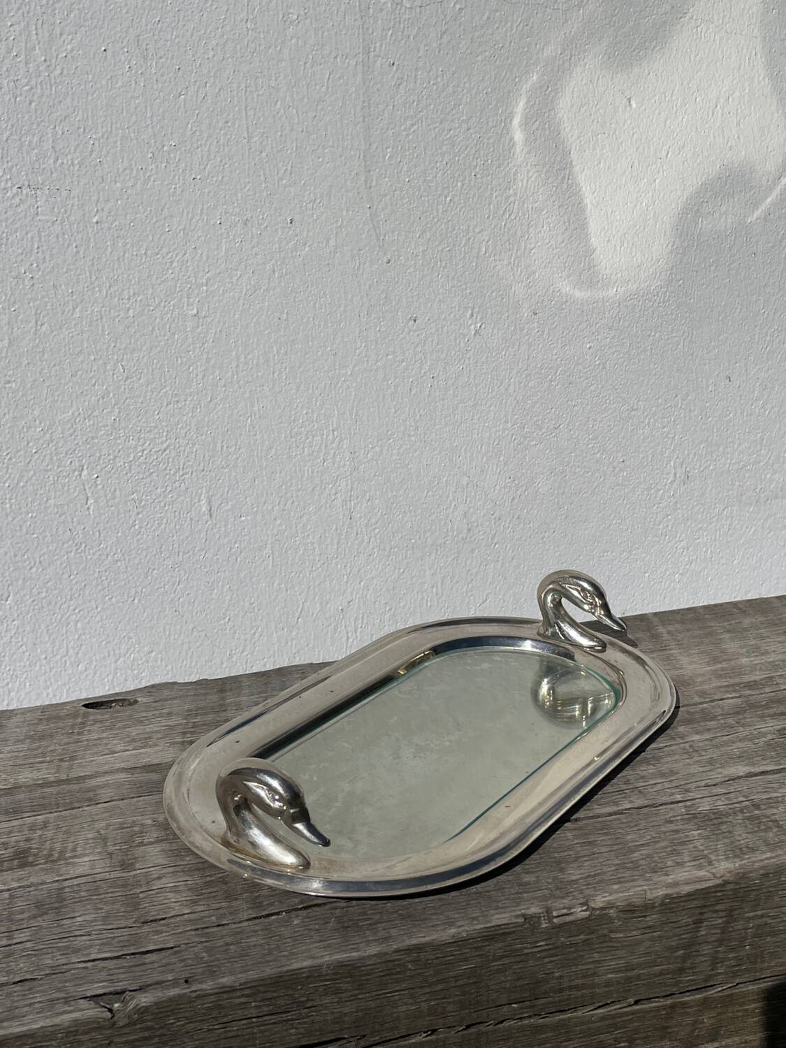Silver-plated duck dish