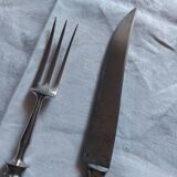 Service , couverts à gigot en métal argenté