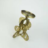 1960s mid century brutalist brass CANDLEHOLDER for one big candle