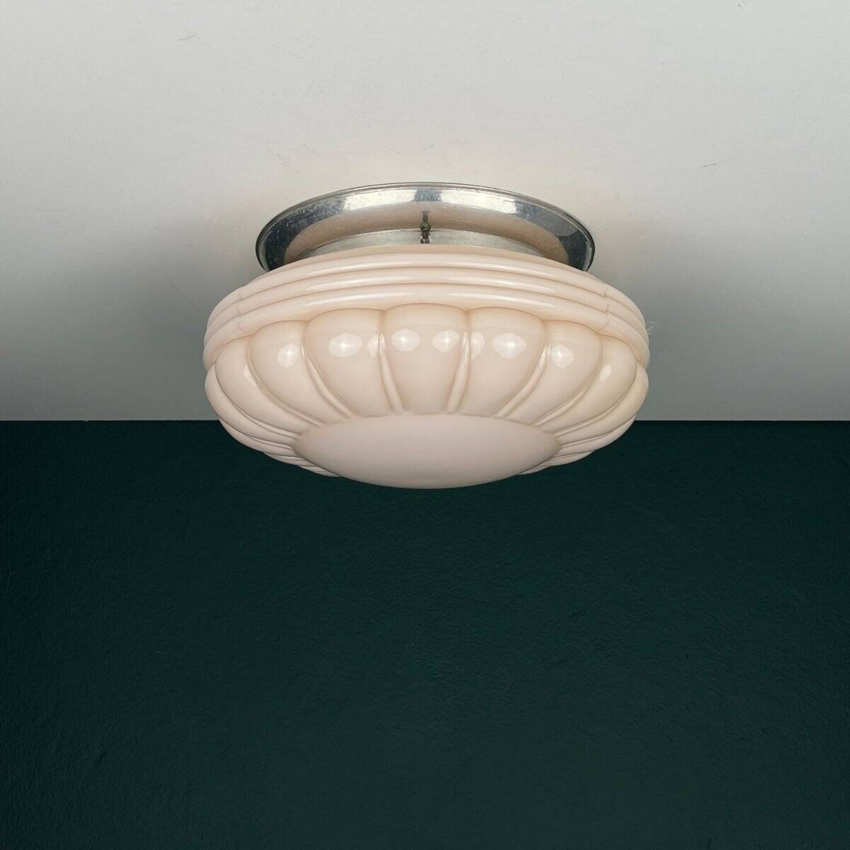 Vintage Pink Glass Ceiling Lamp, 1950s