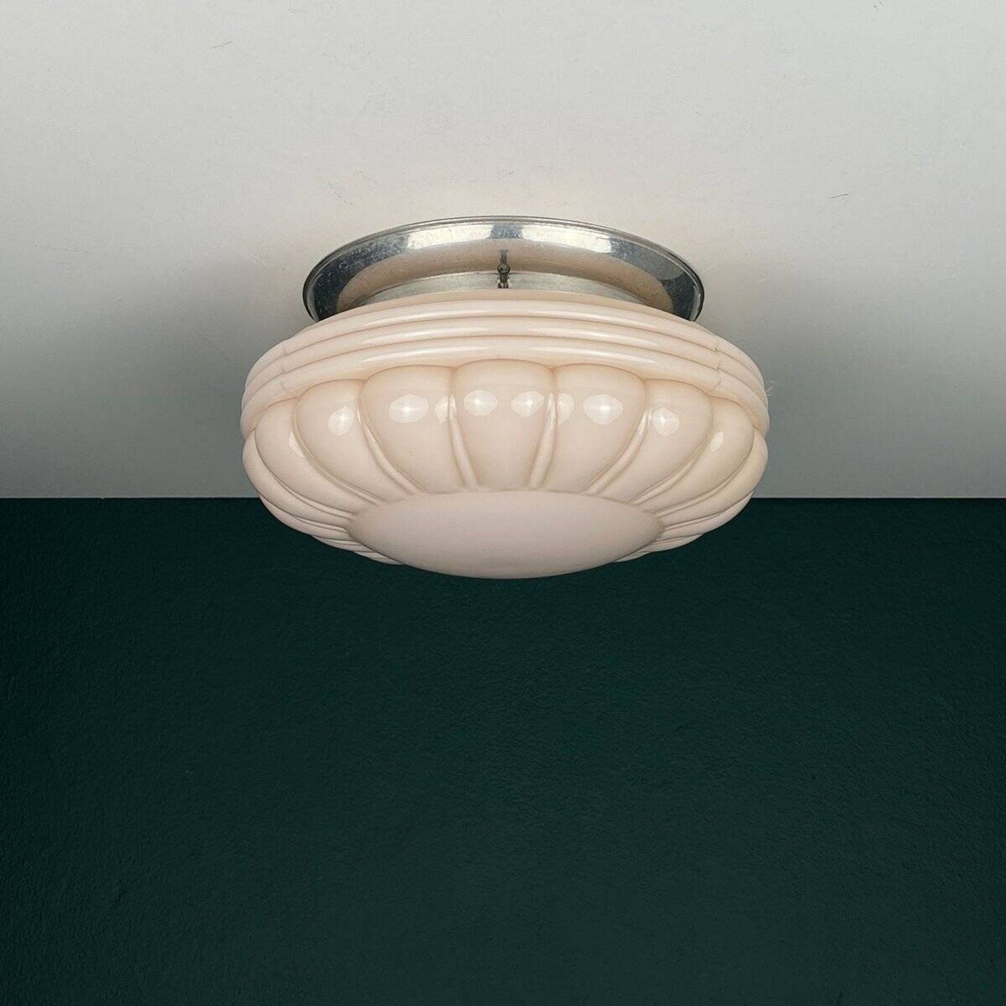 Vintage Pink Glass Ceiling Lamp, 1950s