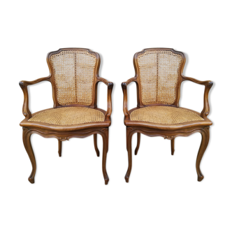 Fauteuils cannés de style Louis XV