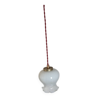 Opaline tulip mood lamp with white ruffles