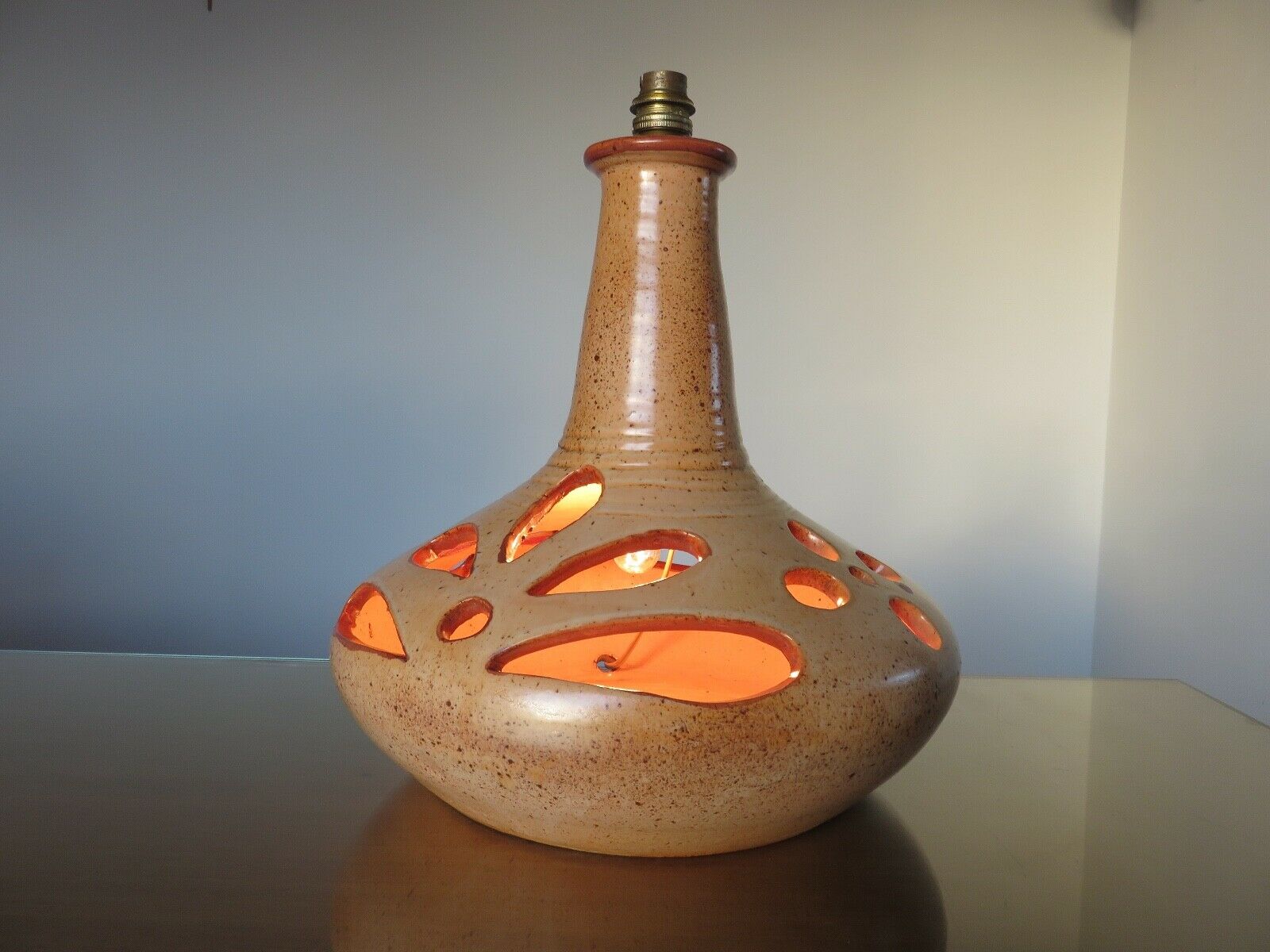 Ceramic lamp foot signed double lighting 50 60 years