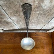 Old SFAM Goldsmith's Ladle Silver Plated Metal 12G Leaf Decor #B342