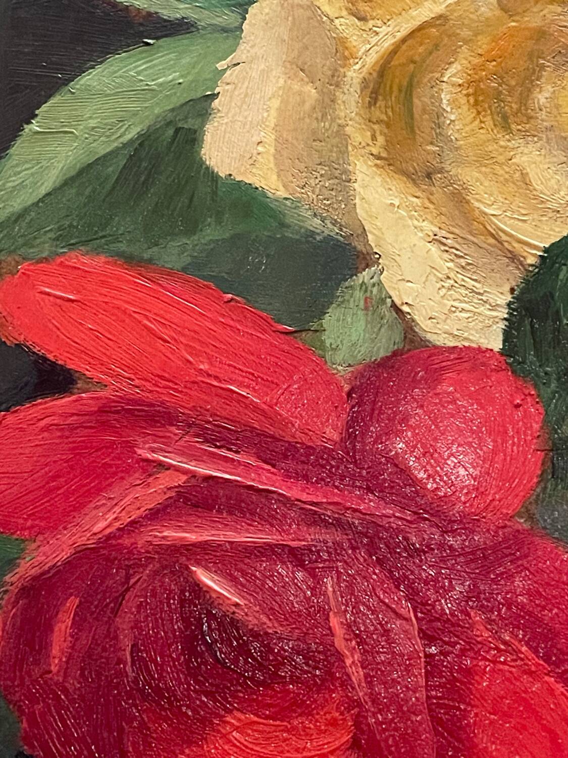 Painting bouquet of roses signed Primo Dolzan