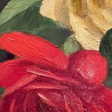 Painting bouquet of roses signed Primo Dolzan