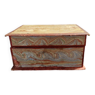 Old marbled paper storage box early 20th century