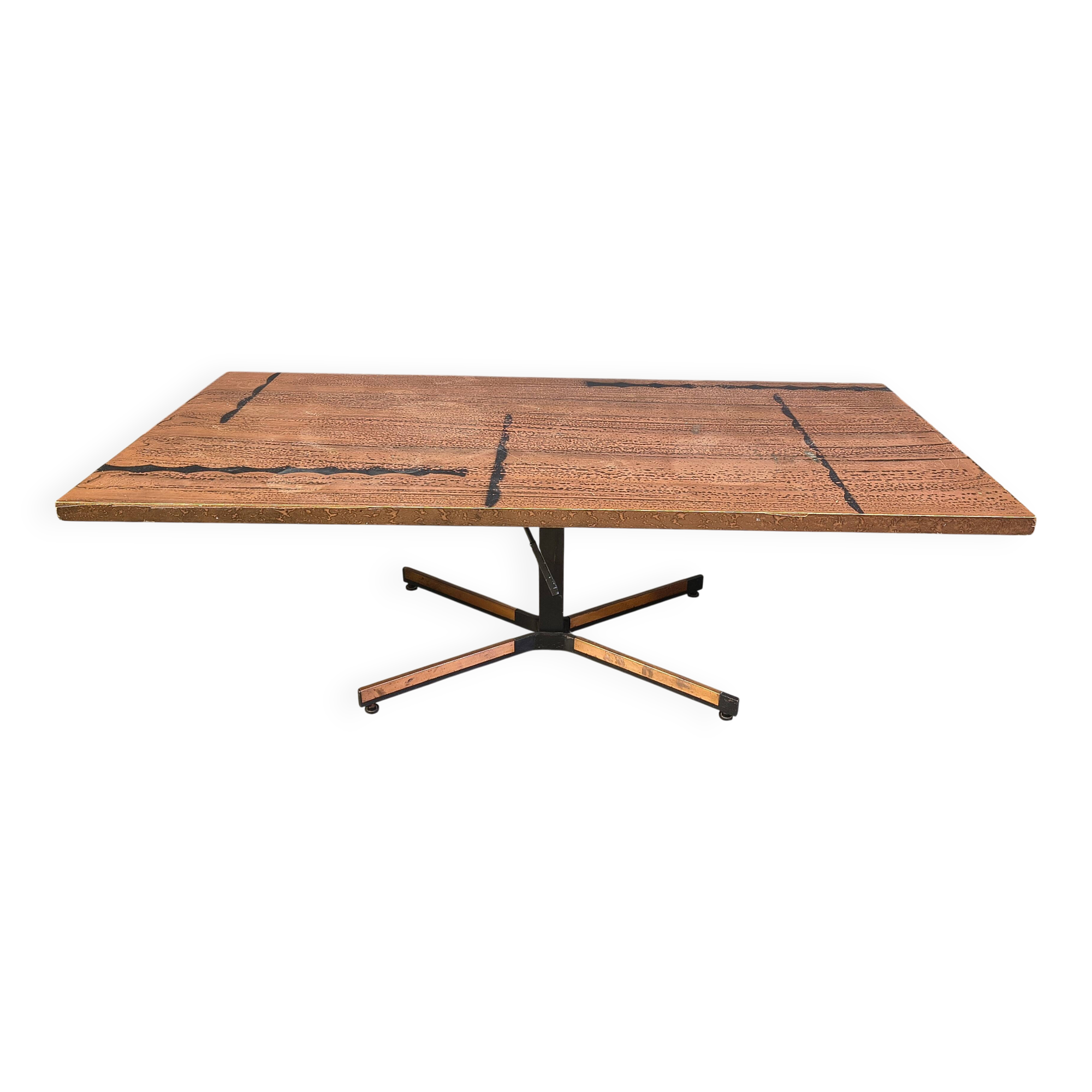 Modernist copper coffee table adjustable in height, 1960s
