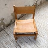 Elm and leather armchair Maison Regain