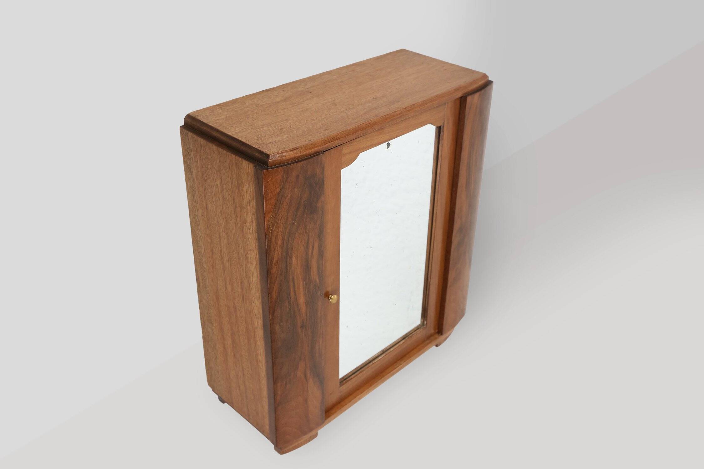 Small Art Deco Cabinet in Wood with Mirror, 1930