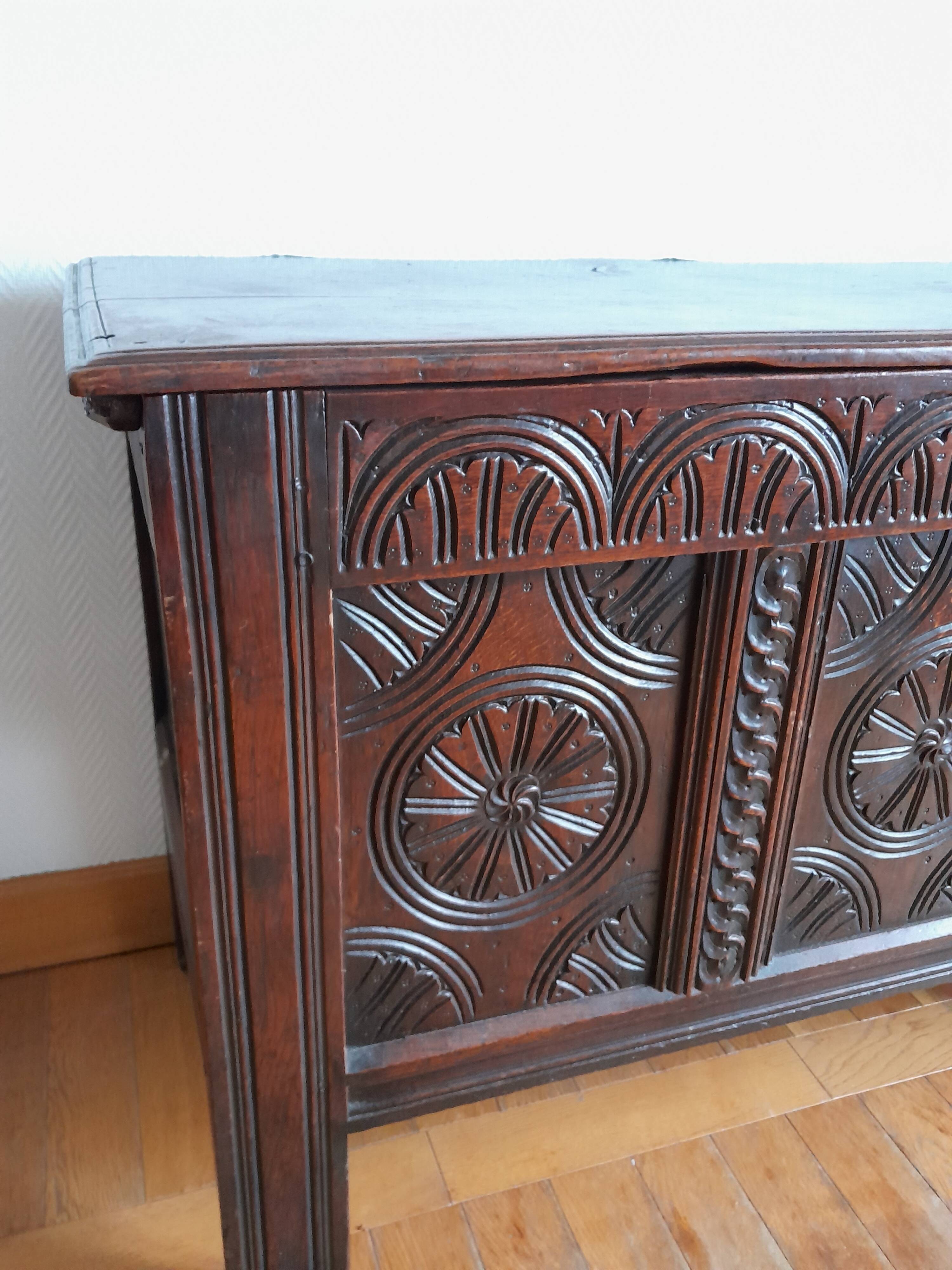 19th-century oak castle chest