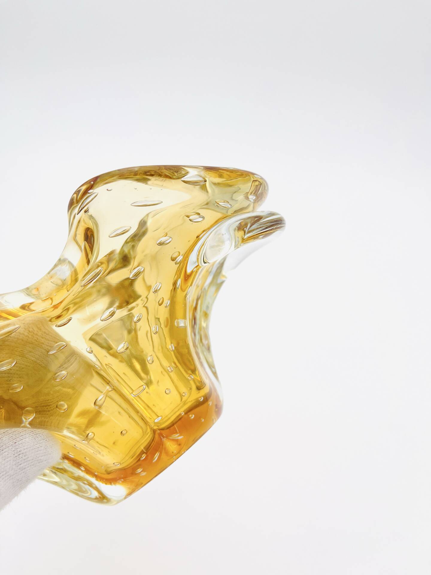 Murano bowl Archimede Seguso Bullicante Sommerso Yellow Gold
