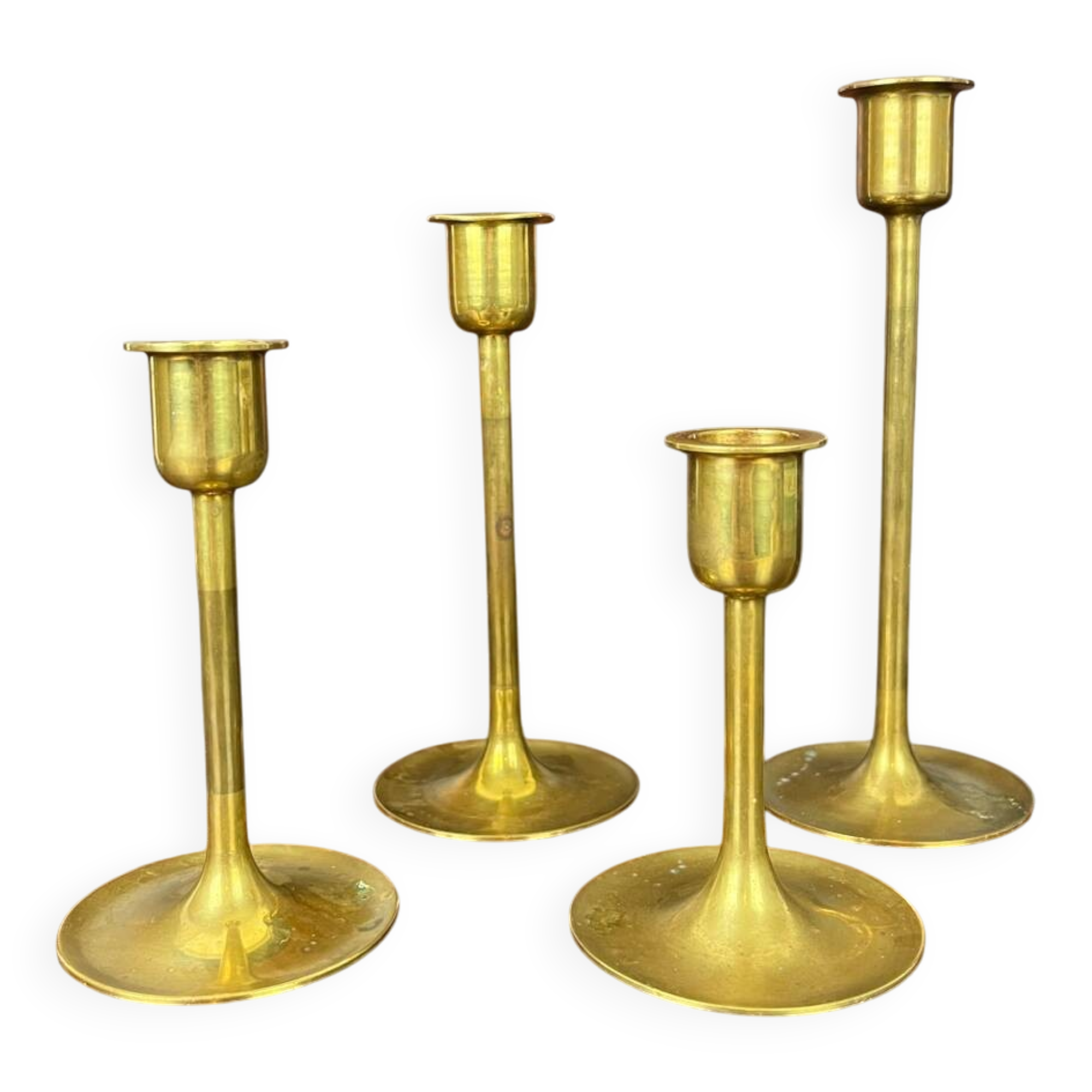 4 Scandinavian brass candlesticks from the 1960s