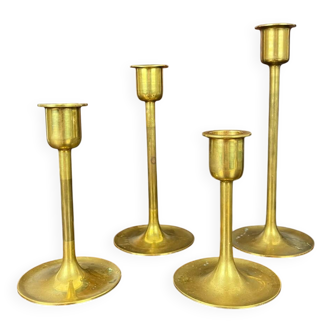 4 bougeoirs scandinave en laiton années 60