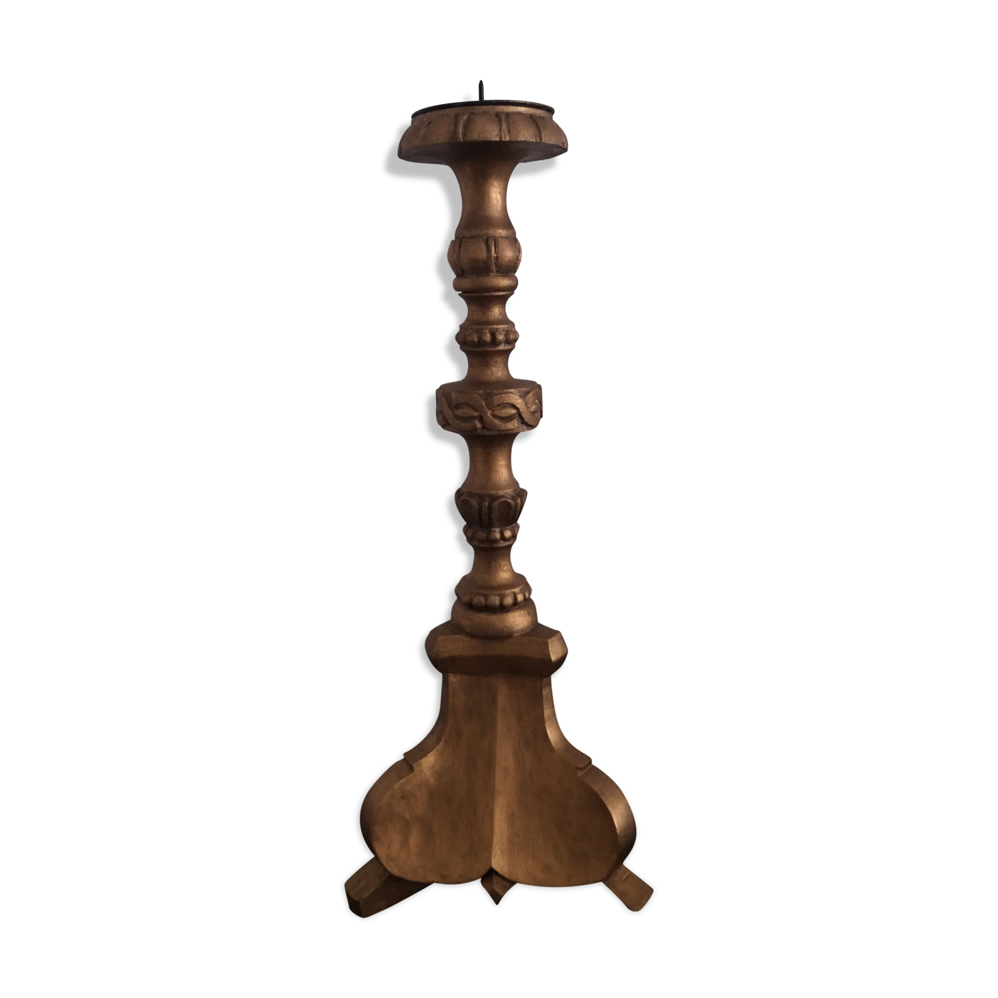 Antique candle pick in gilded wood 19th century