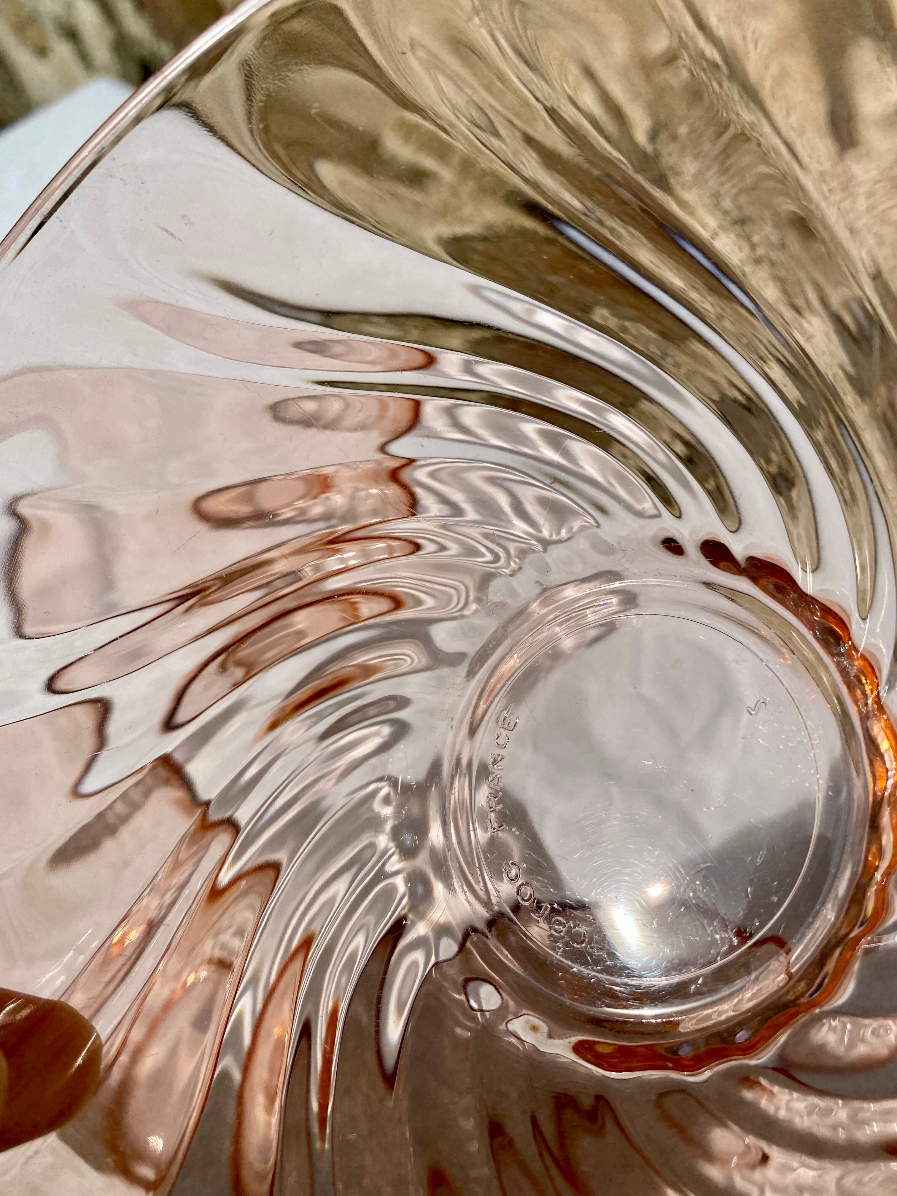 Pink Arcoroc bowls/cups