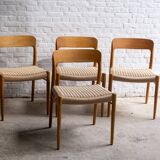 4x Niels Møller chair Model 75 in Oak, 1960s Denmark