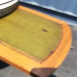 Oval marble and wood coffee table