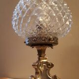 Lampe ananas verre et bronze