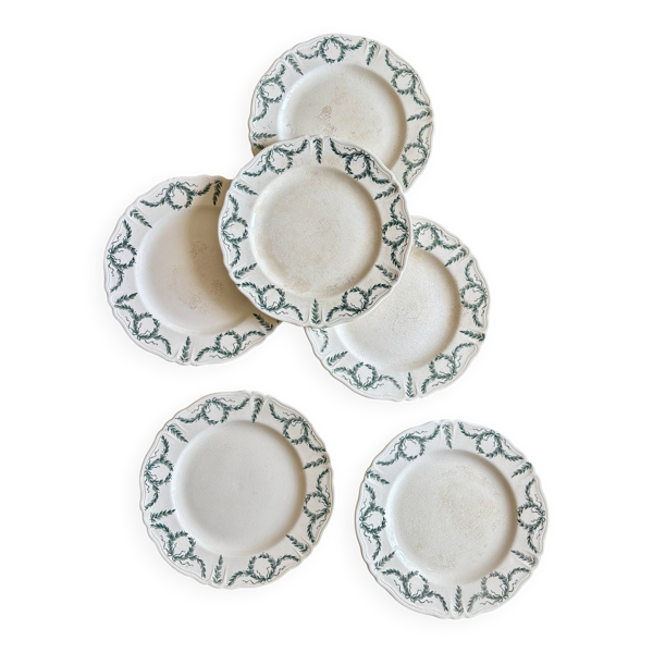Superbe lot de 6 assiettes à dessert vintage de la manufacture de Longchamp