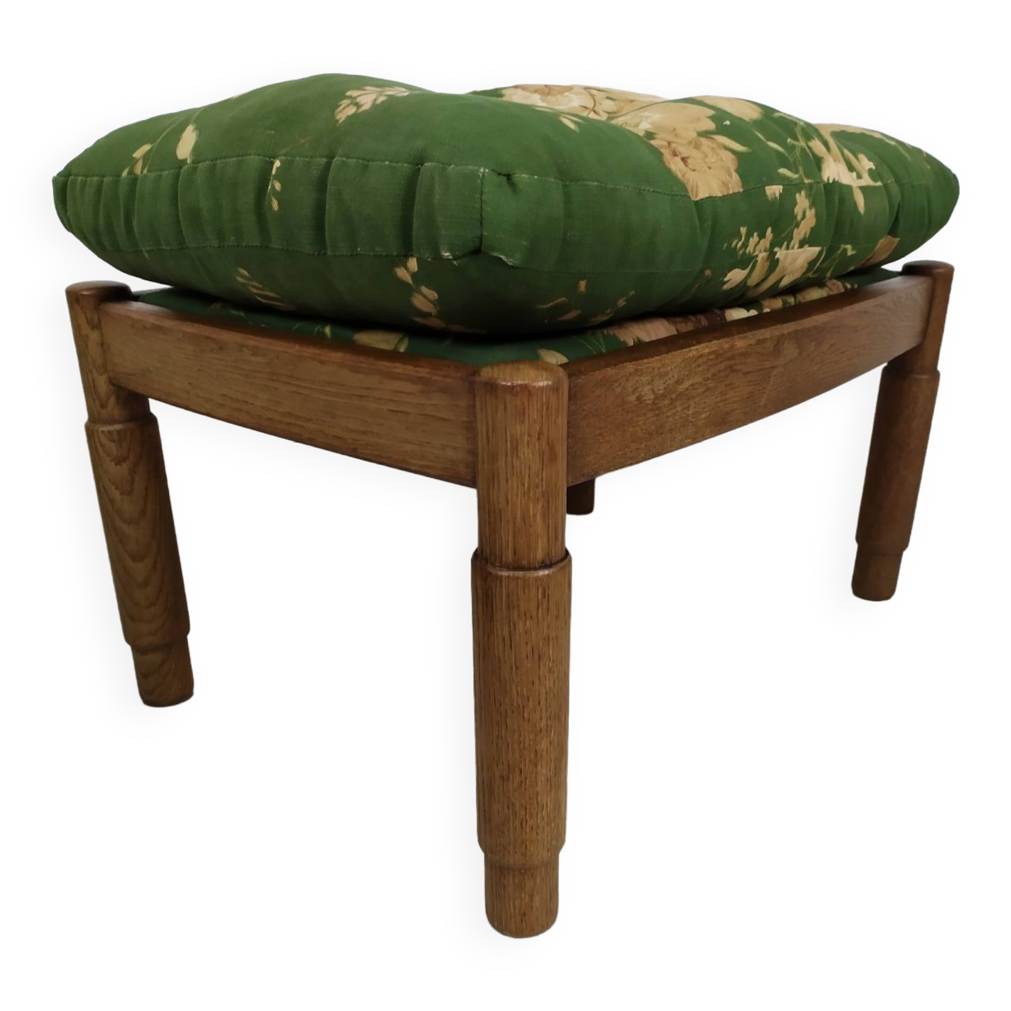 Pair of vintage oak poufs