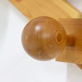 Scandinavian Solid Pine Wall Mounted Coat Rack 1970s