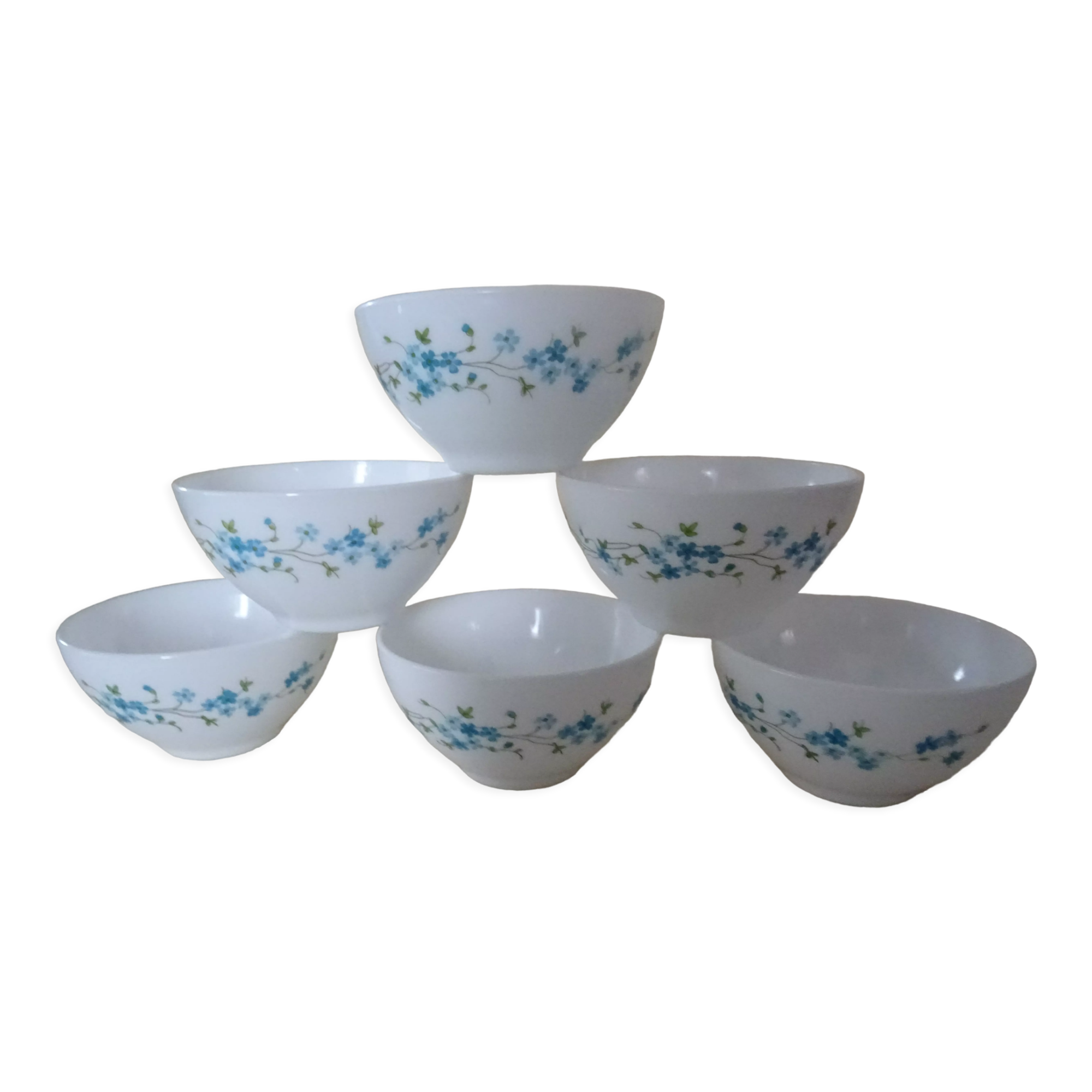 6 bowls veronica Arcopal décor blue flowers