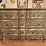 Louis XV style crossbow chest of drawers with patina