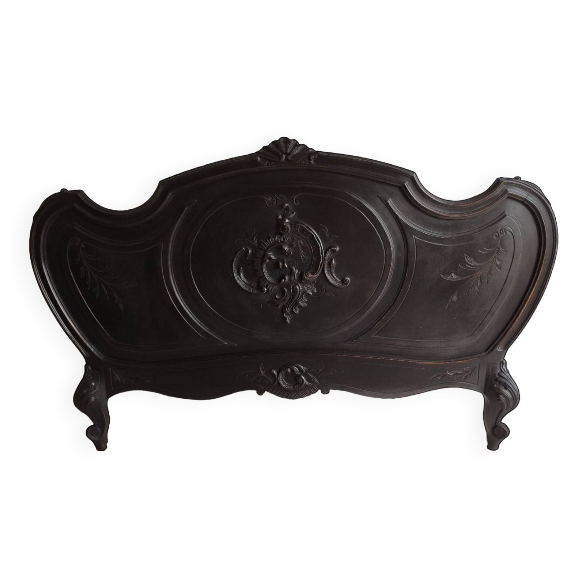 Rocaille Louis XV style headboard, black patina