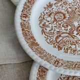 6 assiettes à dessert vintage fleuries – Codec – Décor brun rustique