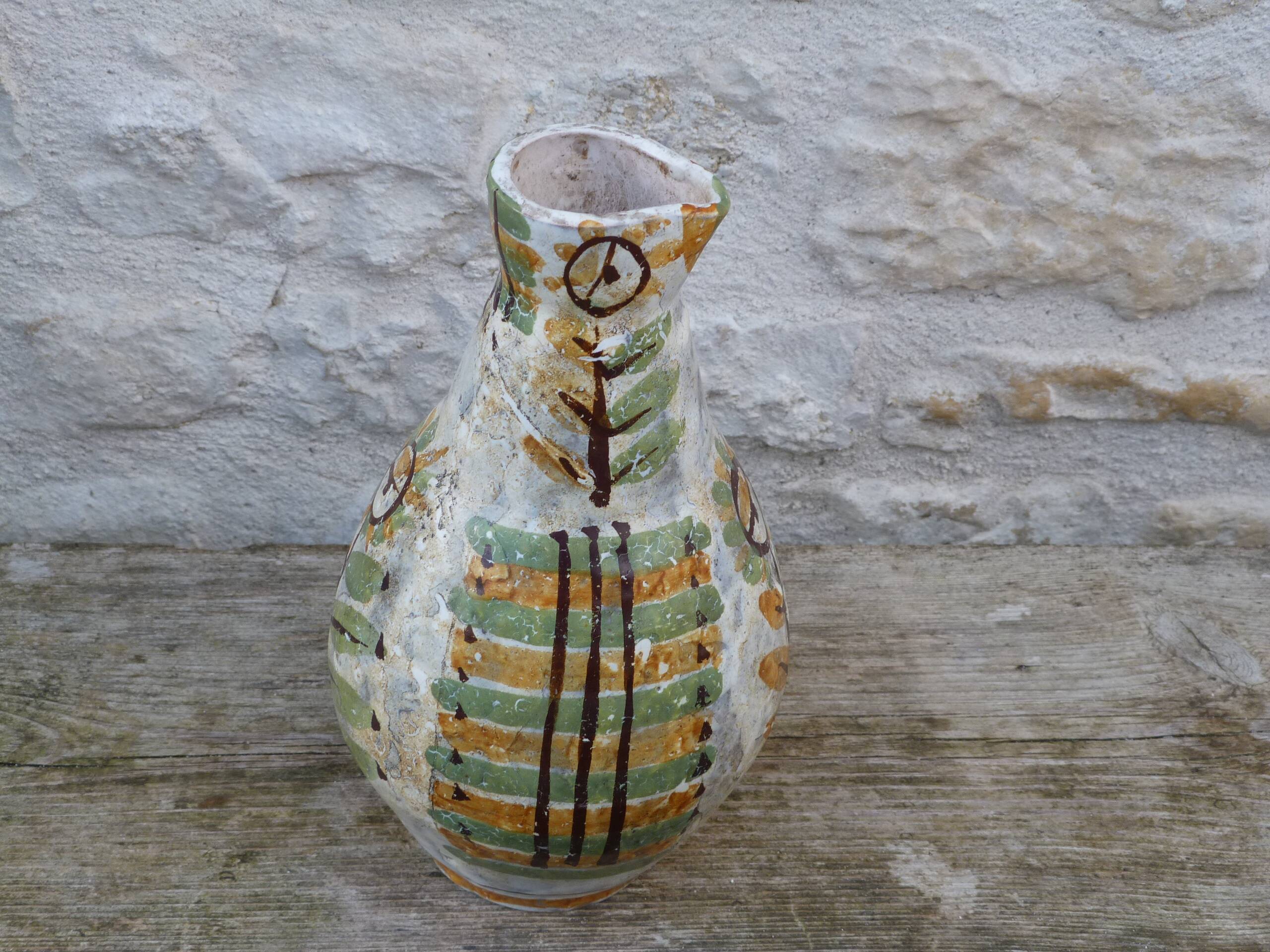 Vintage 1960 ceramic jug by Joel Baudoin.