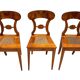 Chaises de salle à manger Biedermeier en placage de cerisier et en maille, Vienne, années 1830, ensemble de 6