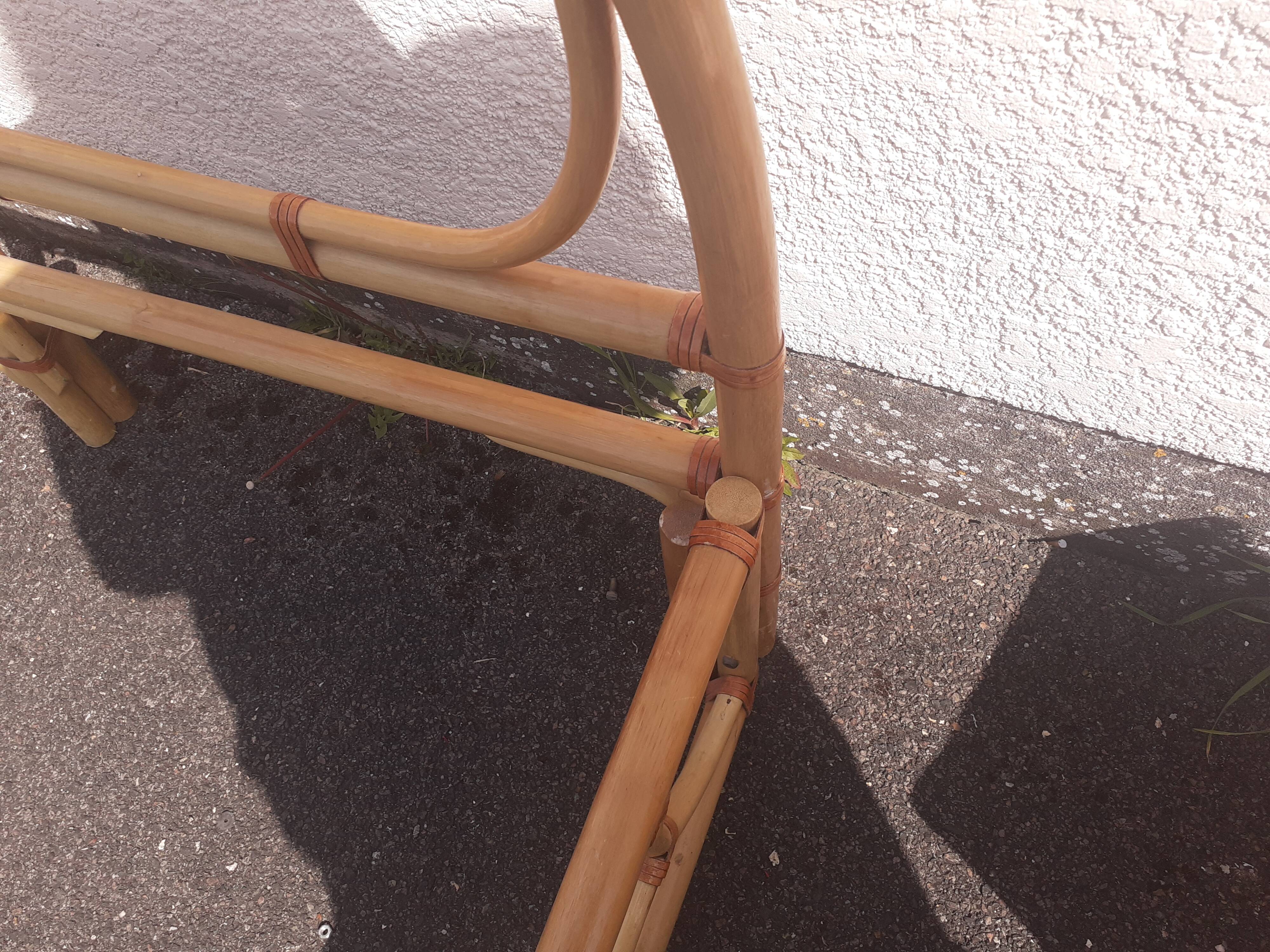 Rattan bed and bamboo leather ligatures