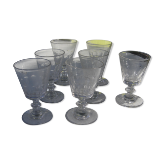 Set of six cut blown glasses of the nineteenth century