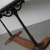 French Marble & Cast Iron Console or Side Table, 19th Century