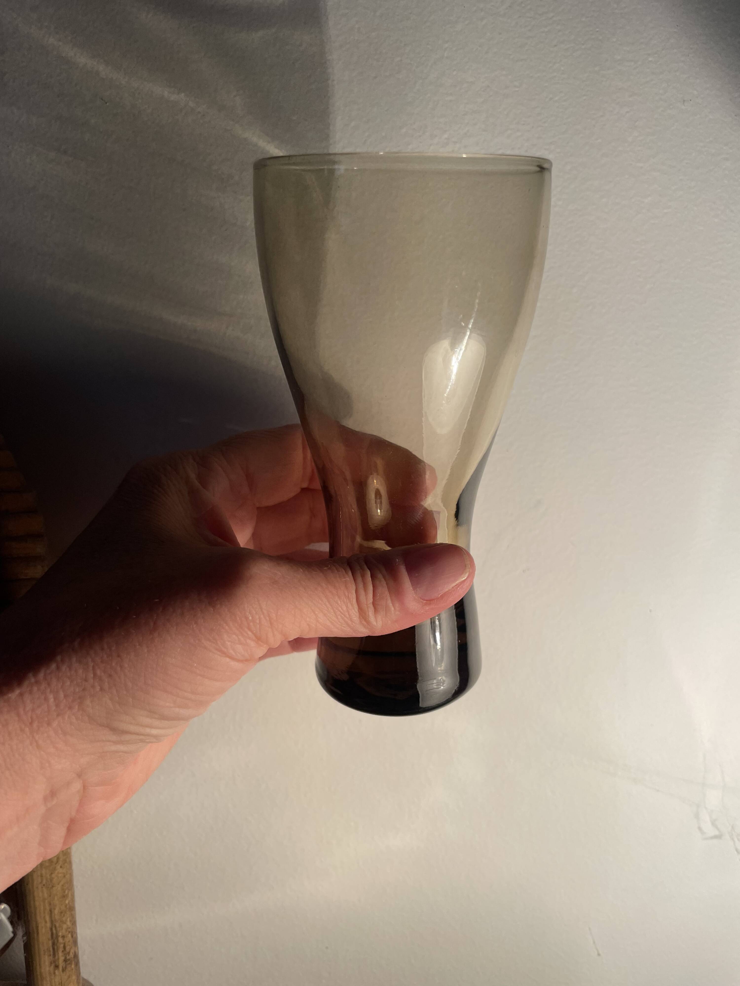 3 Luminarc smoked glass orangeade glasses