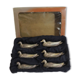 Set of 6 vintage silver-plated knife rests in the shape of ducks – Port
