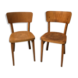 Pair of wooden chairs Thonet vintage bistro 1950