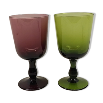 Pair of glasses on purple and green foot, large model 20cm