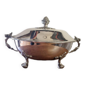 Old large tureen in silver metal