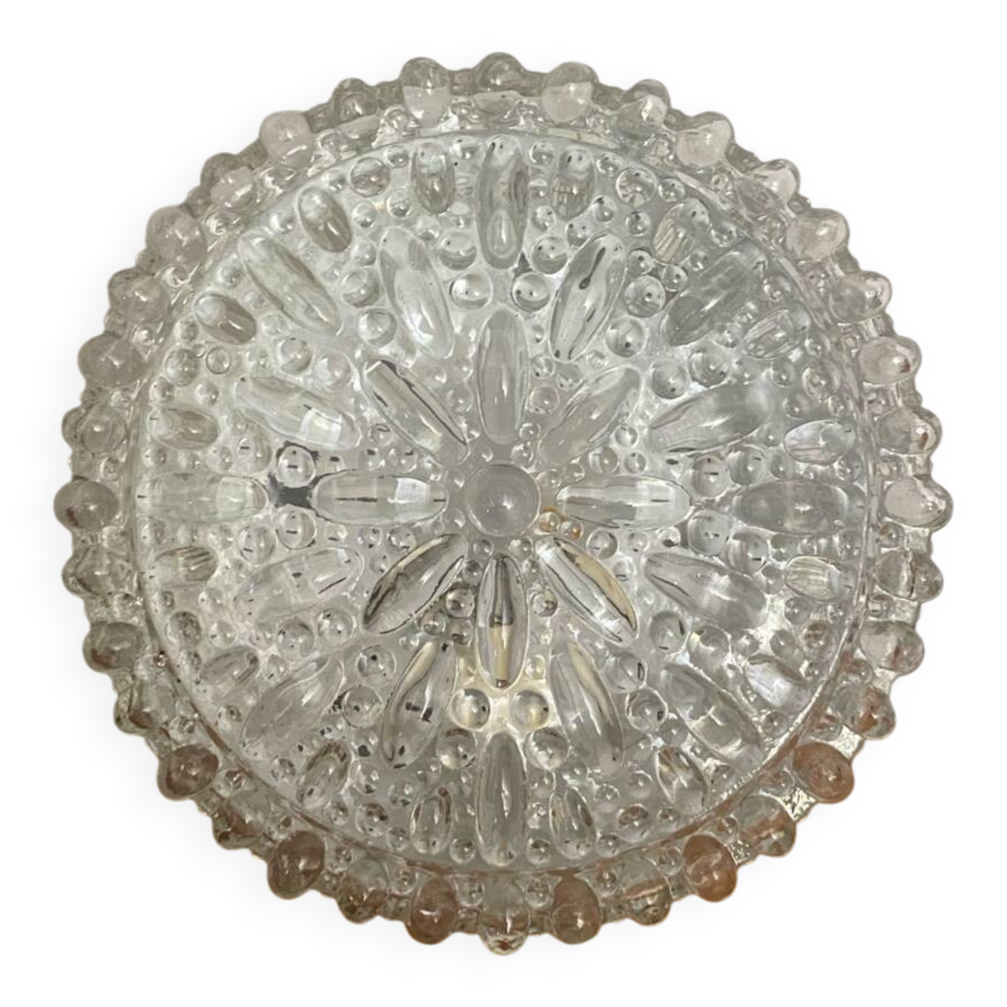 Vintage Molded Glass Wall Light + White Metal Bracket